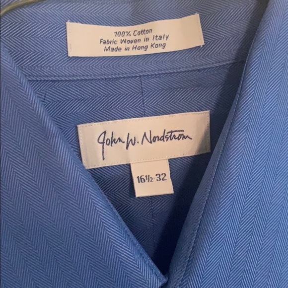 John W Nordstrom Blue Herringbone Dress Shirt - Picture 4 of 7